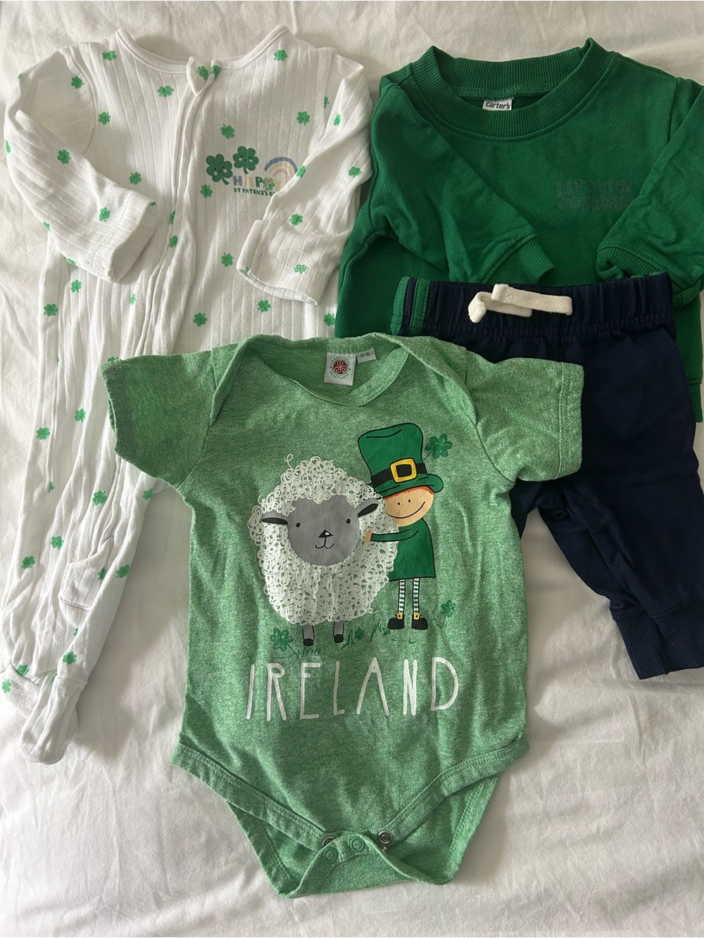 Irish and St. Patrick’s Day Baby Outfits 3M Green Shamrocks